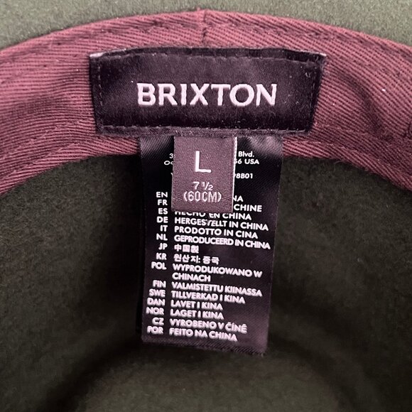 Brixton Messer Fedora Hat Adult Size Large 7 1/2 Moss Green Wool Felt - Picture 7 of 11